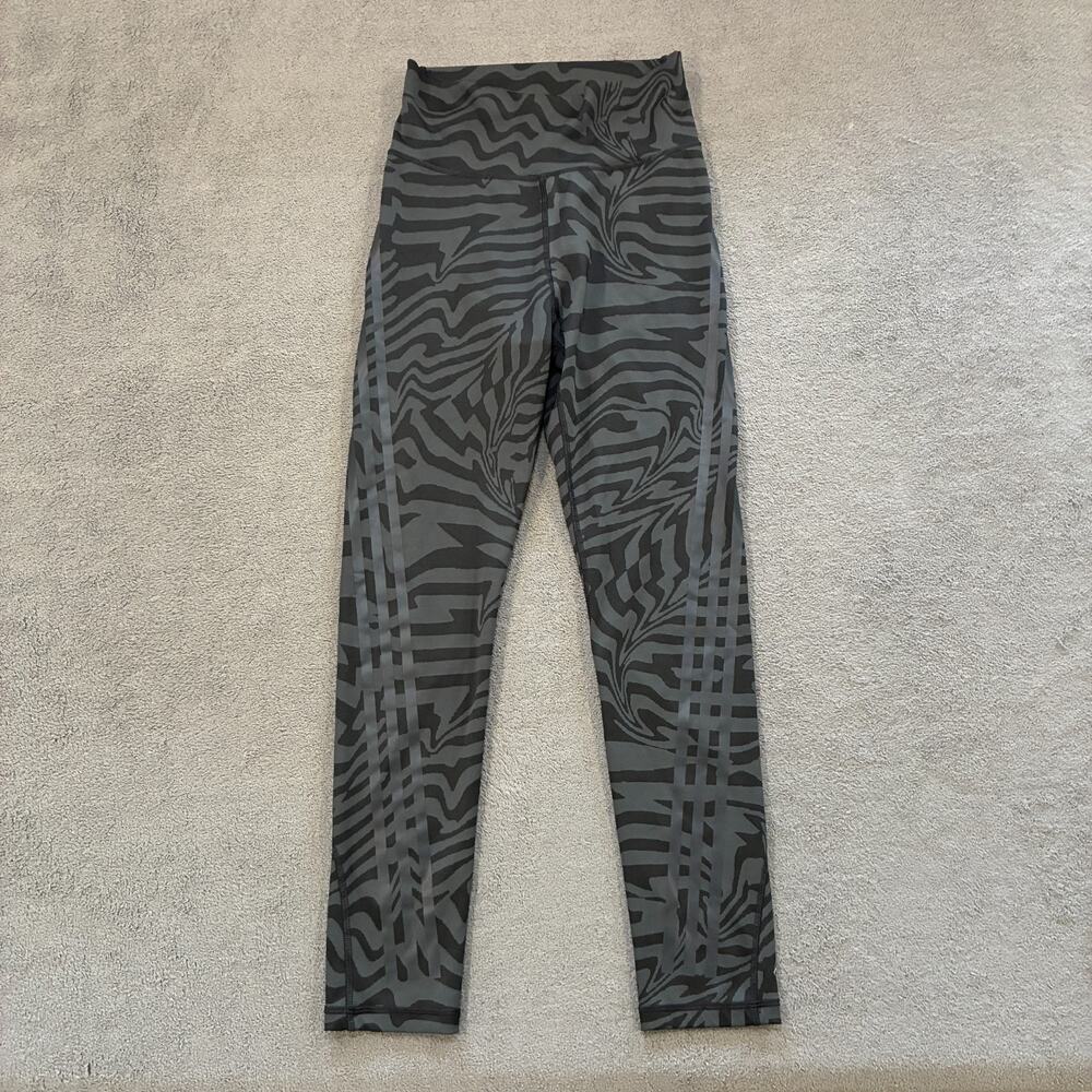 adidas Optime TrainIcons Jacquard 3-Stripes Gray Leggings Women's Size Medium